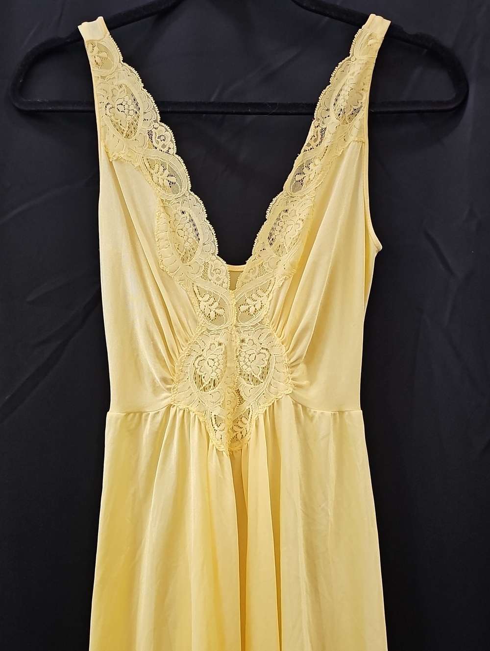 Olga Pale Yellow Lace-Trim Night Chemise